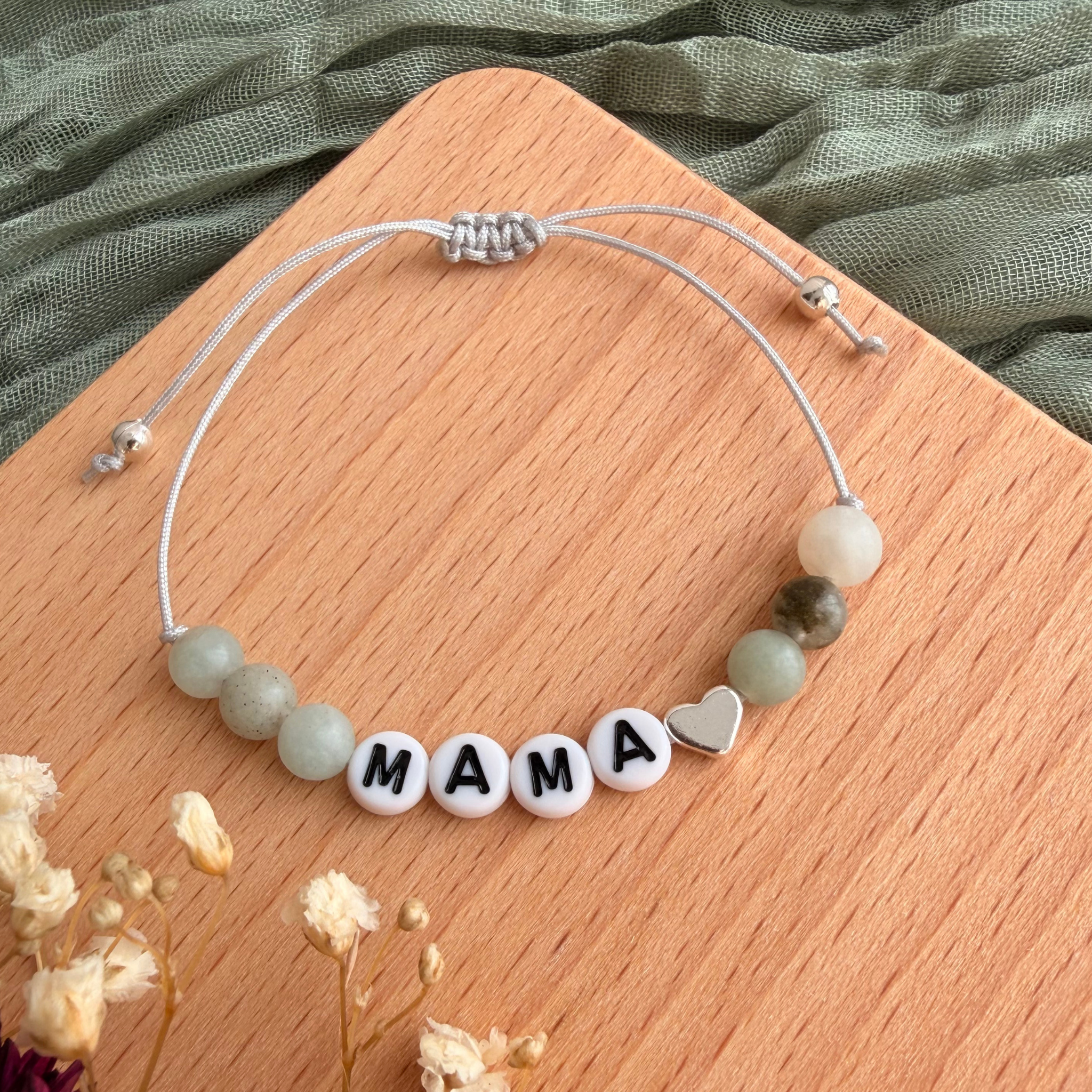 Perlenarmband Naturstein Mama