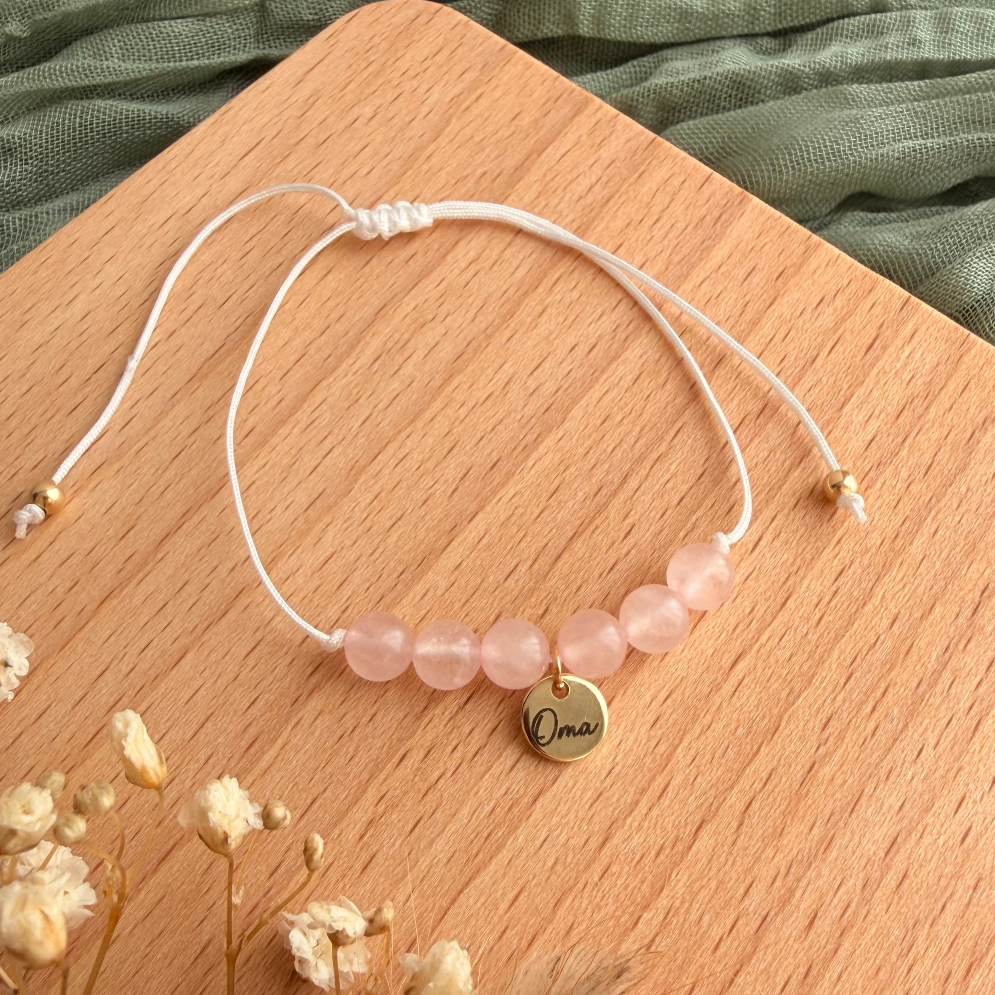 Perlenarmband Naturstein Oma Gravur