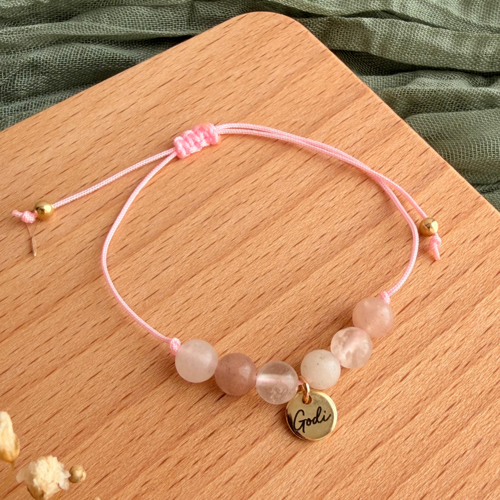 Perlenarmband Naturstein Godi Gravur