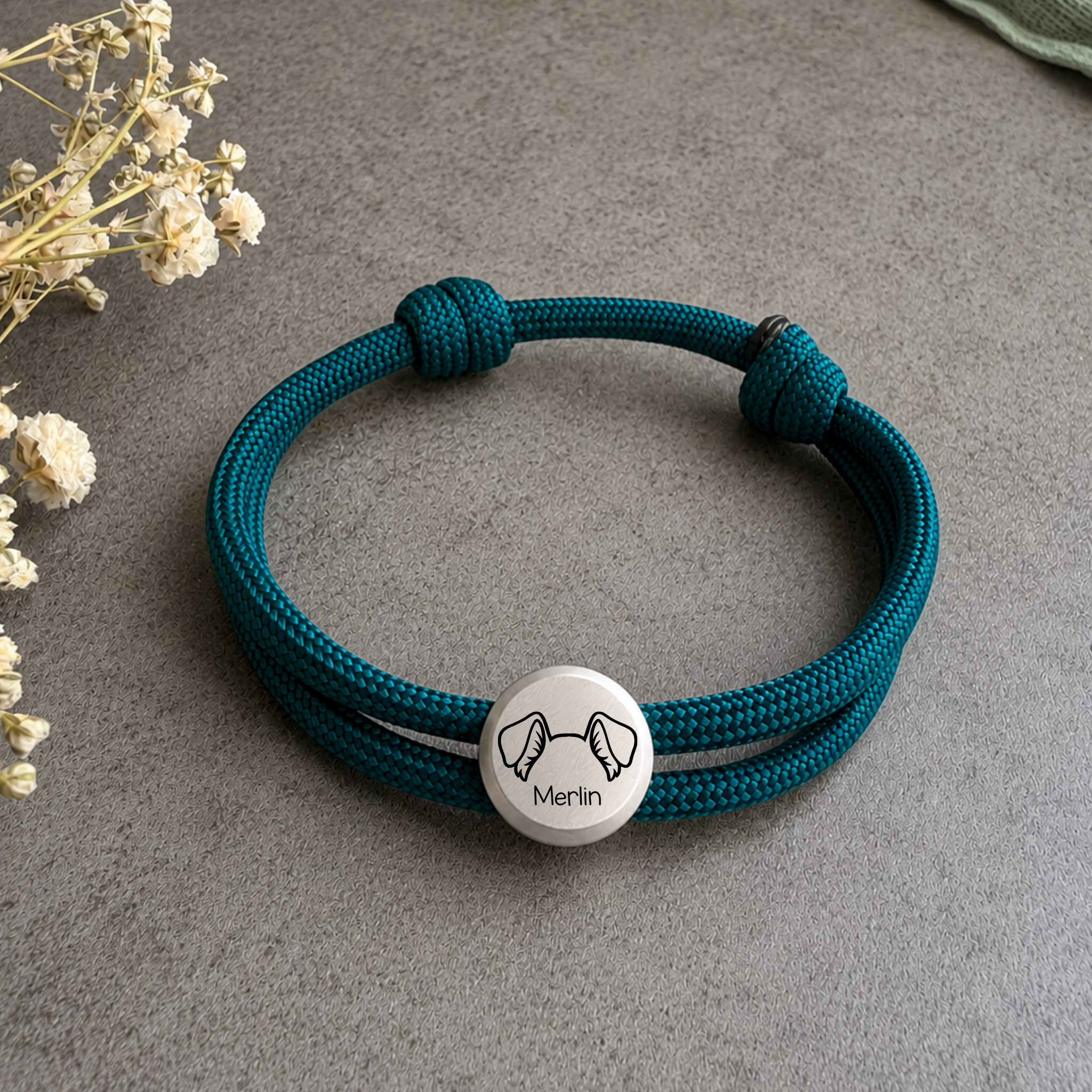 Hundeohren | Paracord-/Segelseil-Armband mit Metallschieber