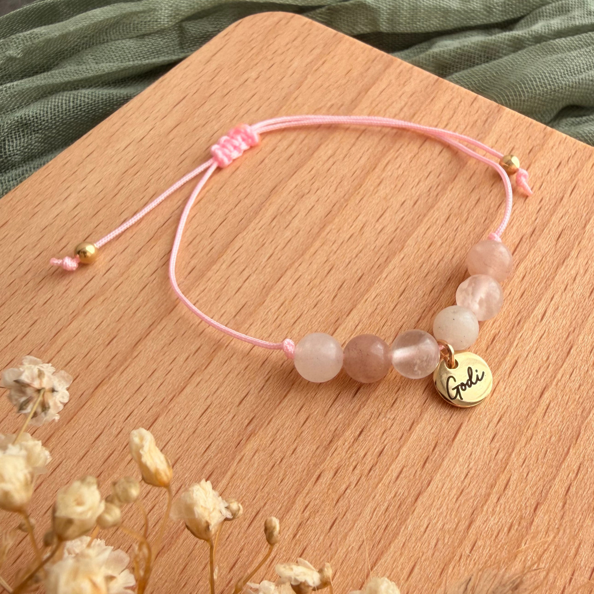 Perlenarmband Naturstein Godi Gravur