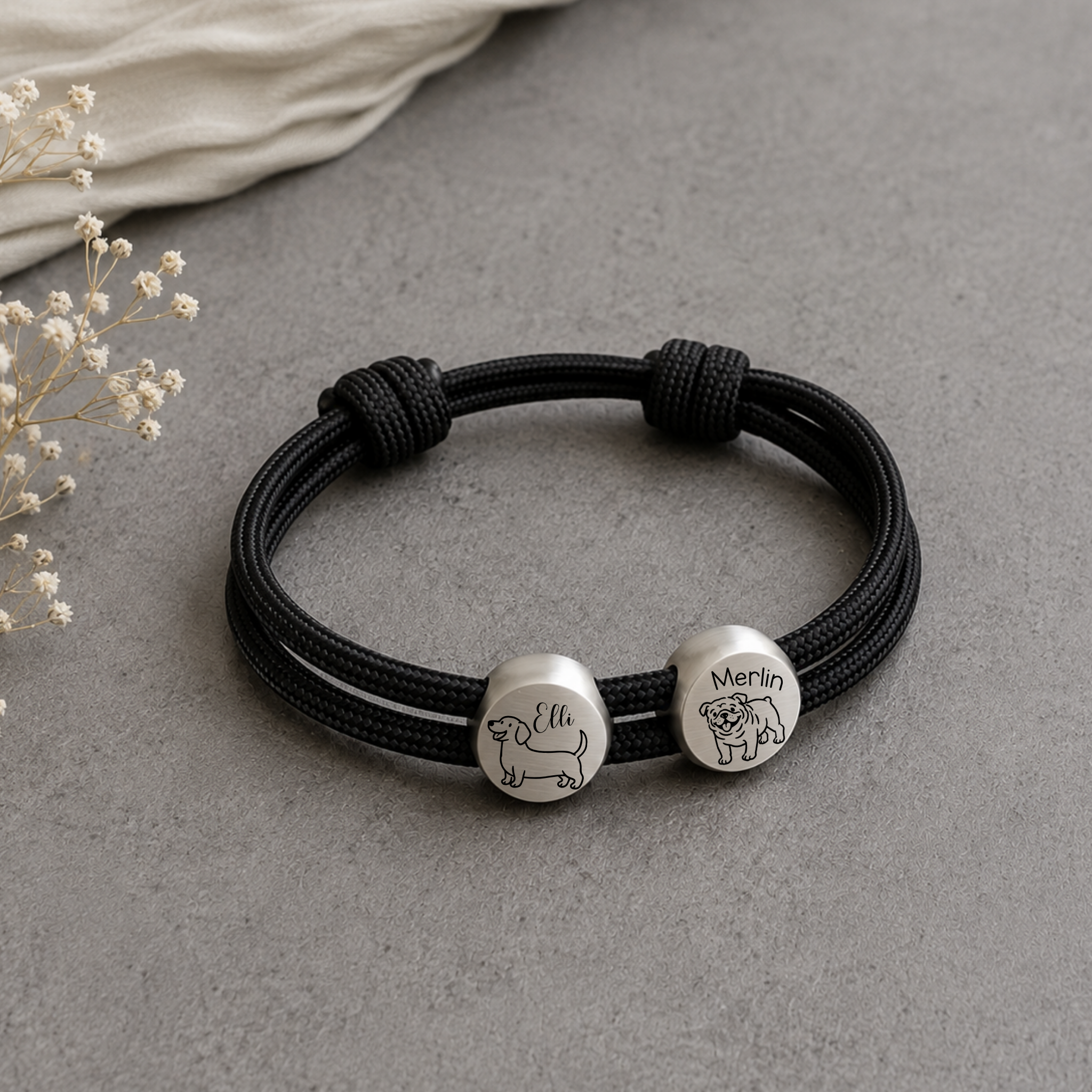 Dogmum | Paracord-/Segelseil-Armband mit Metallschieber