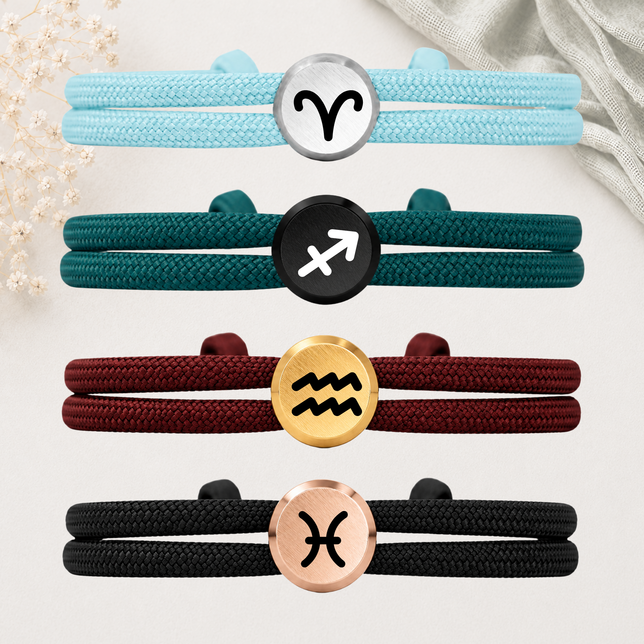 Sternzeichen | Paracord-/Segelseil-Armband mit Metallschieber