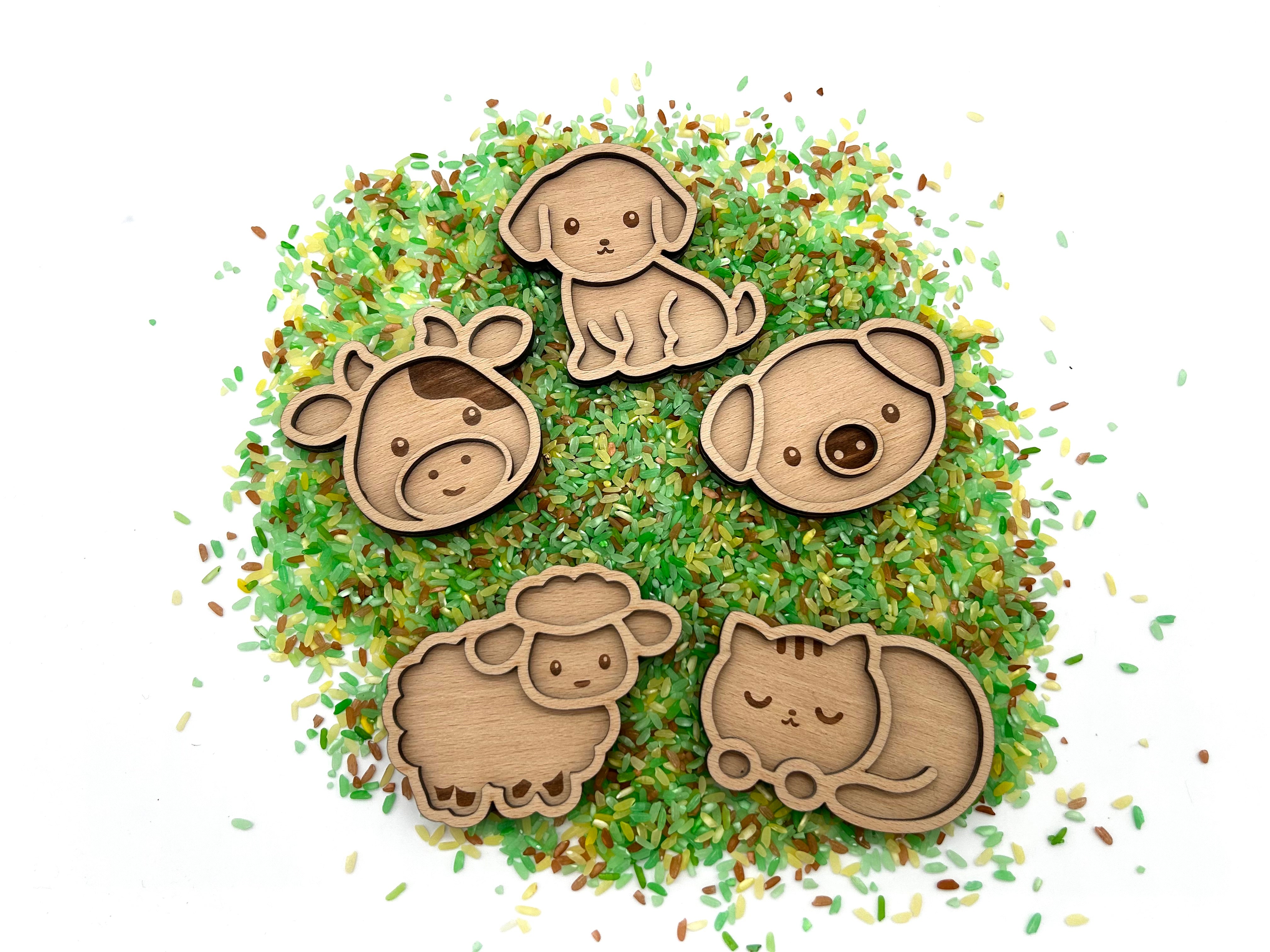 Bauernhof Tiere | Personalisierte Sensory Tray Schalen aus Holz | Montessori inspiriertes Spielzeug | Sensorik-Spiel für IKEA Flisat/Trofast | Holzspielzeug