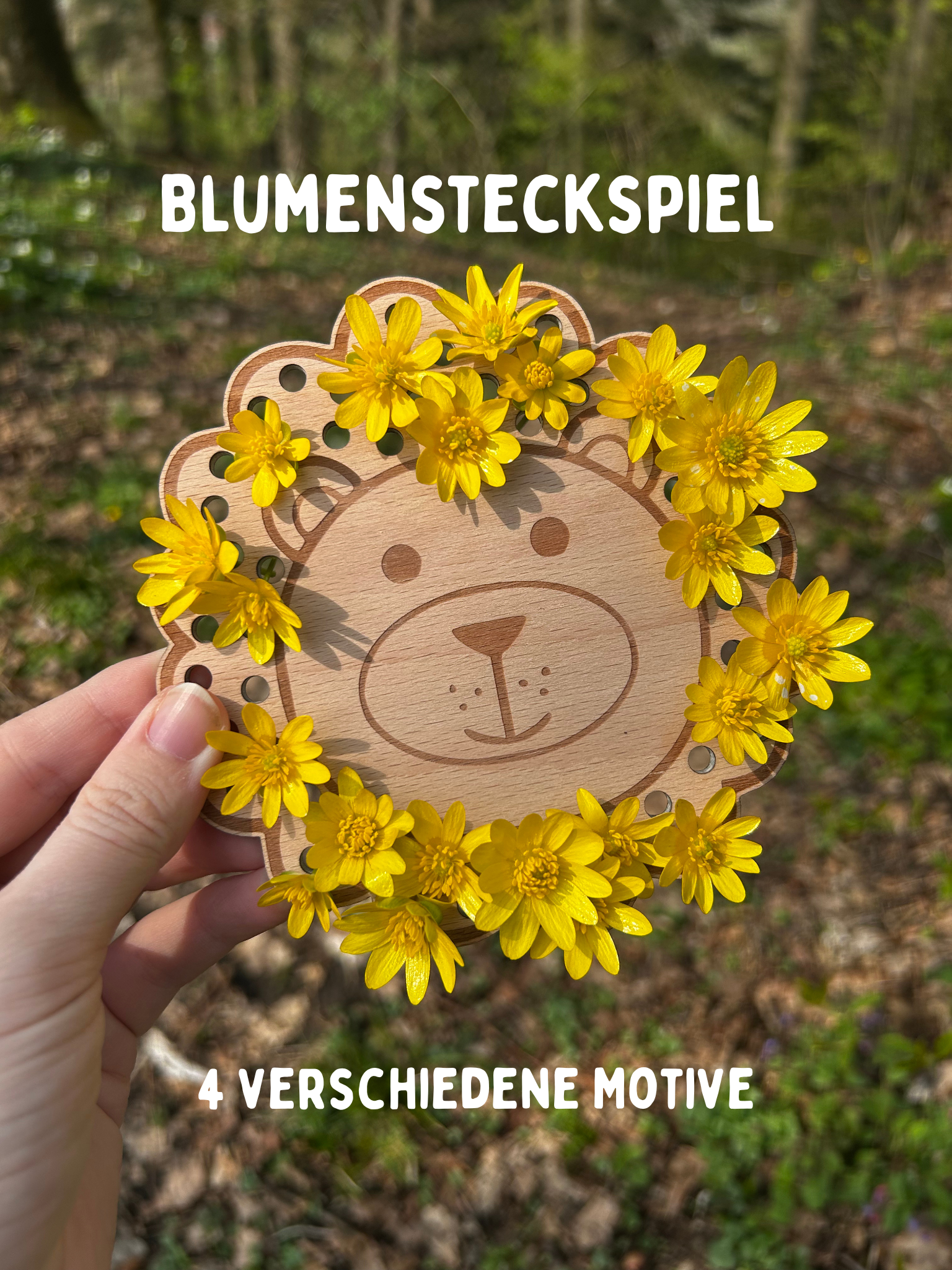 Blumen Steckspiel aus Holz – Montessori Motorikspiel für Kinder – Geschenkidee Naturspielzeug