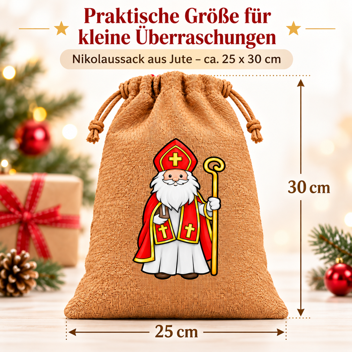 Nikolaussack aus Jute – personalisiert oder ohne Namen