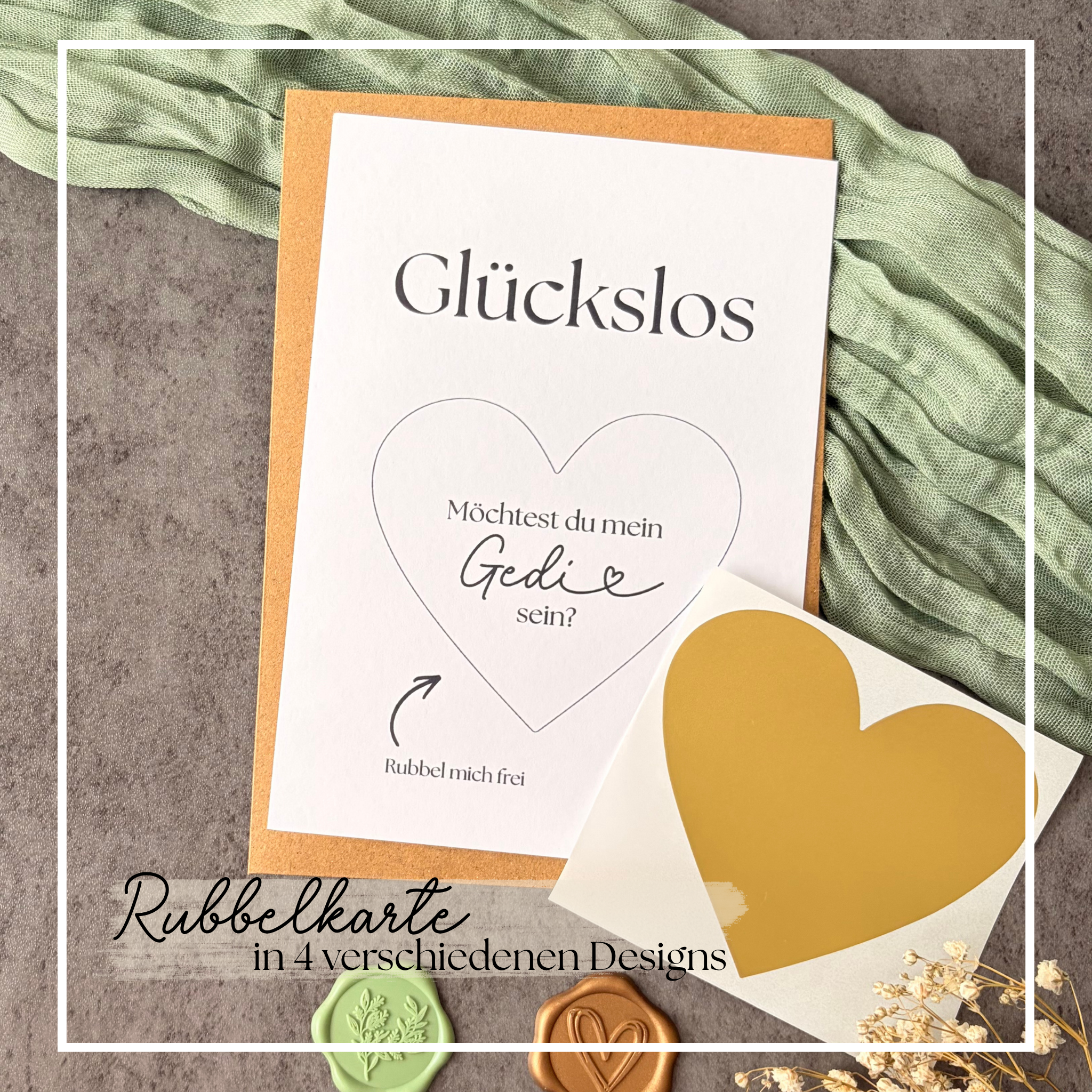 Rubbelkarte „Willst du mein Gedi sein?“ in vier Designs