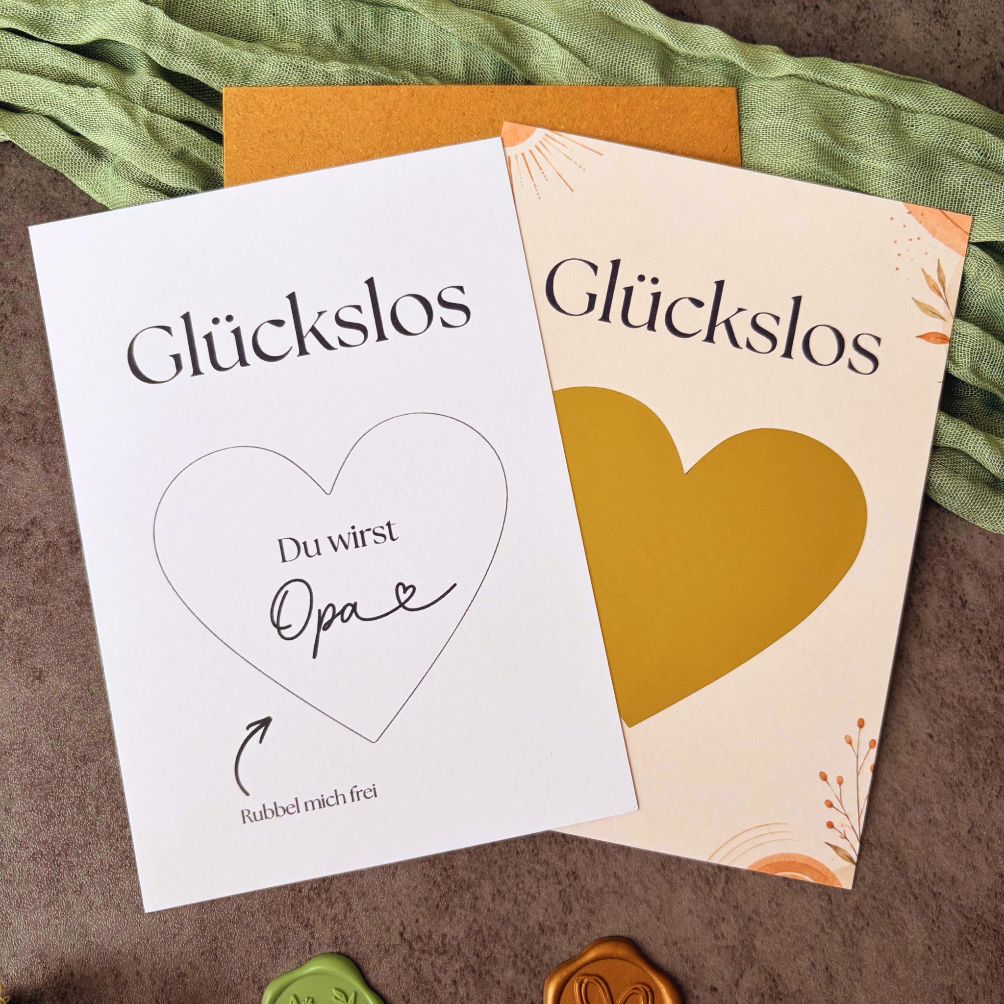 Rubbelkarte „Du wirst Opa“ mit goldenem Rubbelherz