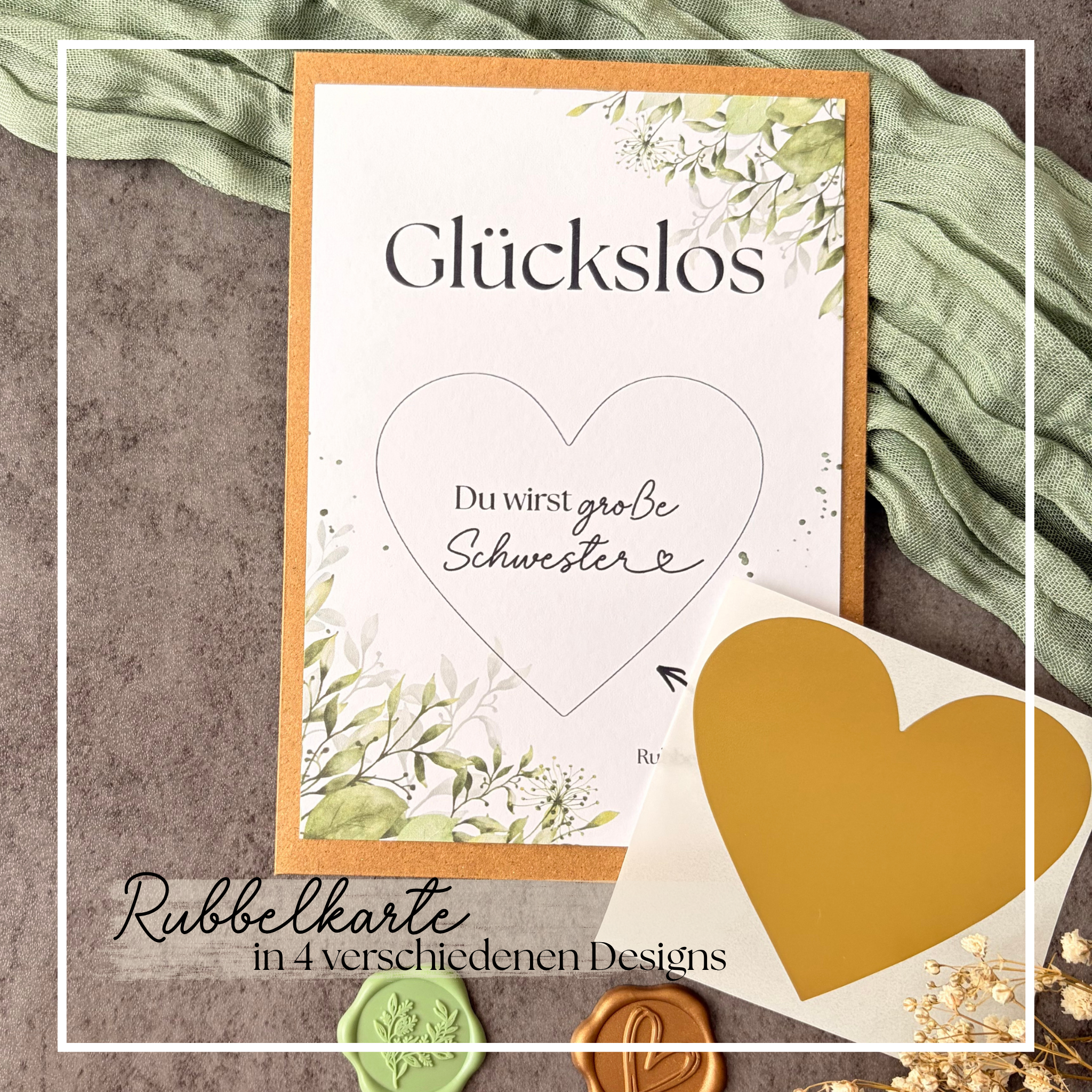 Rubbelkarte „Du wirst Schwester“ in vier Designs