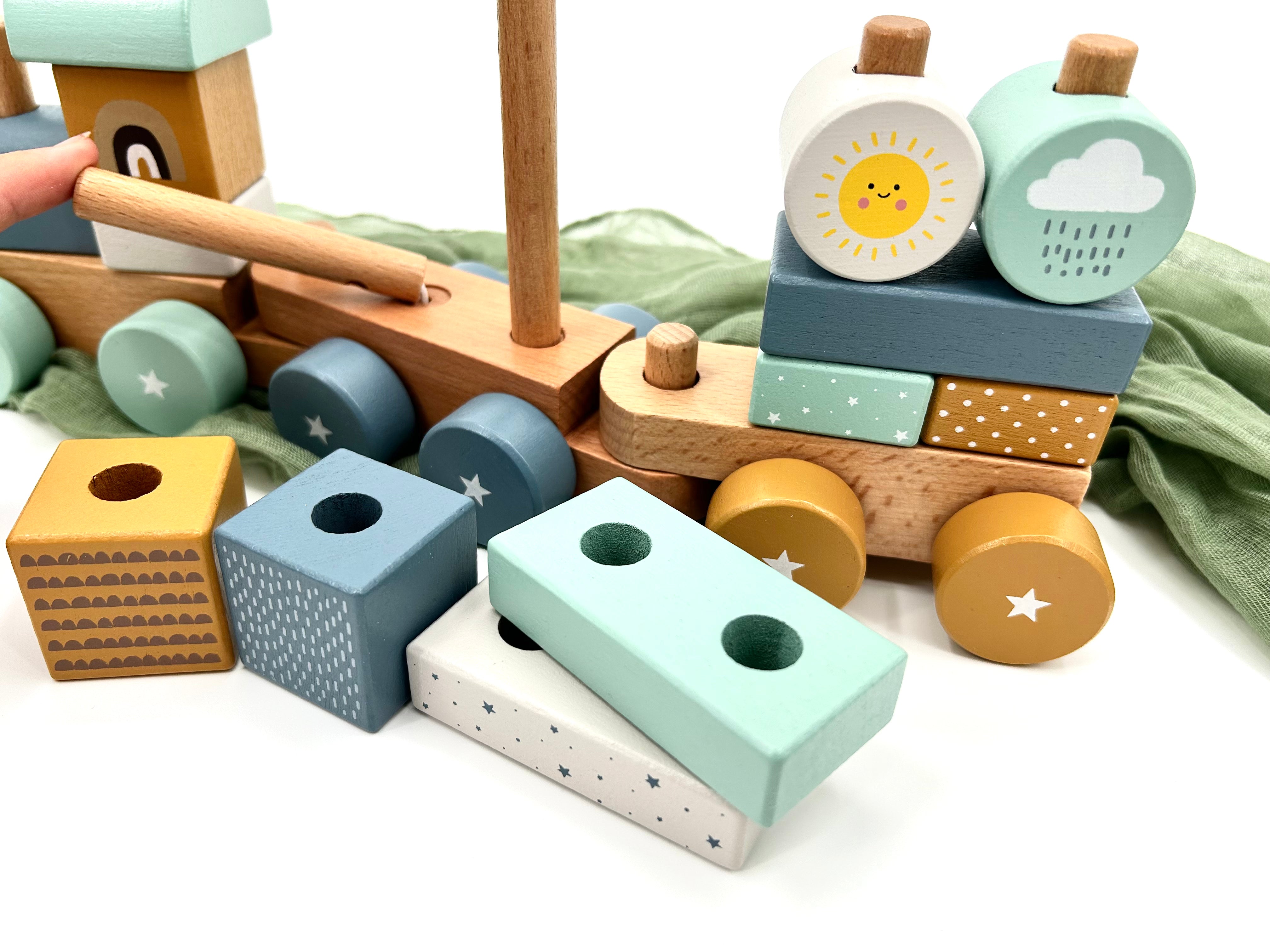 Geburtszug Zoo Mint |Â Baby/Kinder Holzzug
