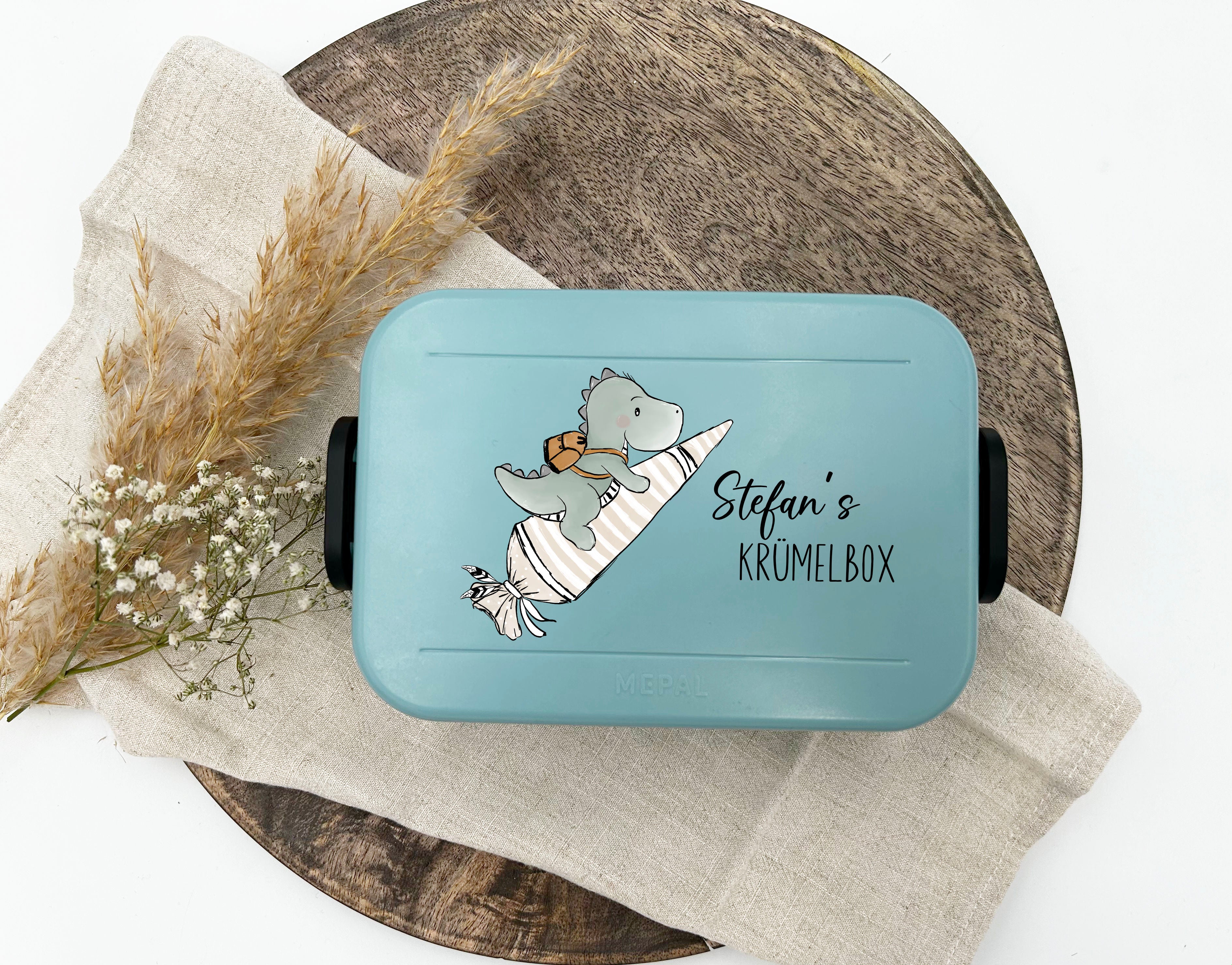 Schul Dino | Personalisierte Brotdose | Lunchbox| Jausenbox | Brotzeit
