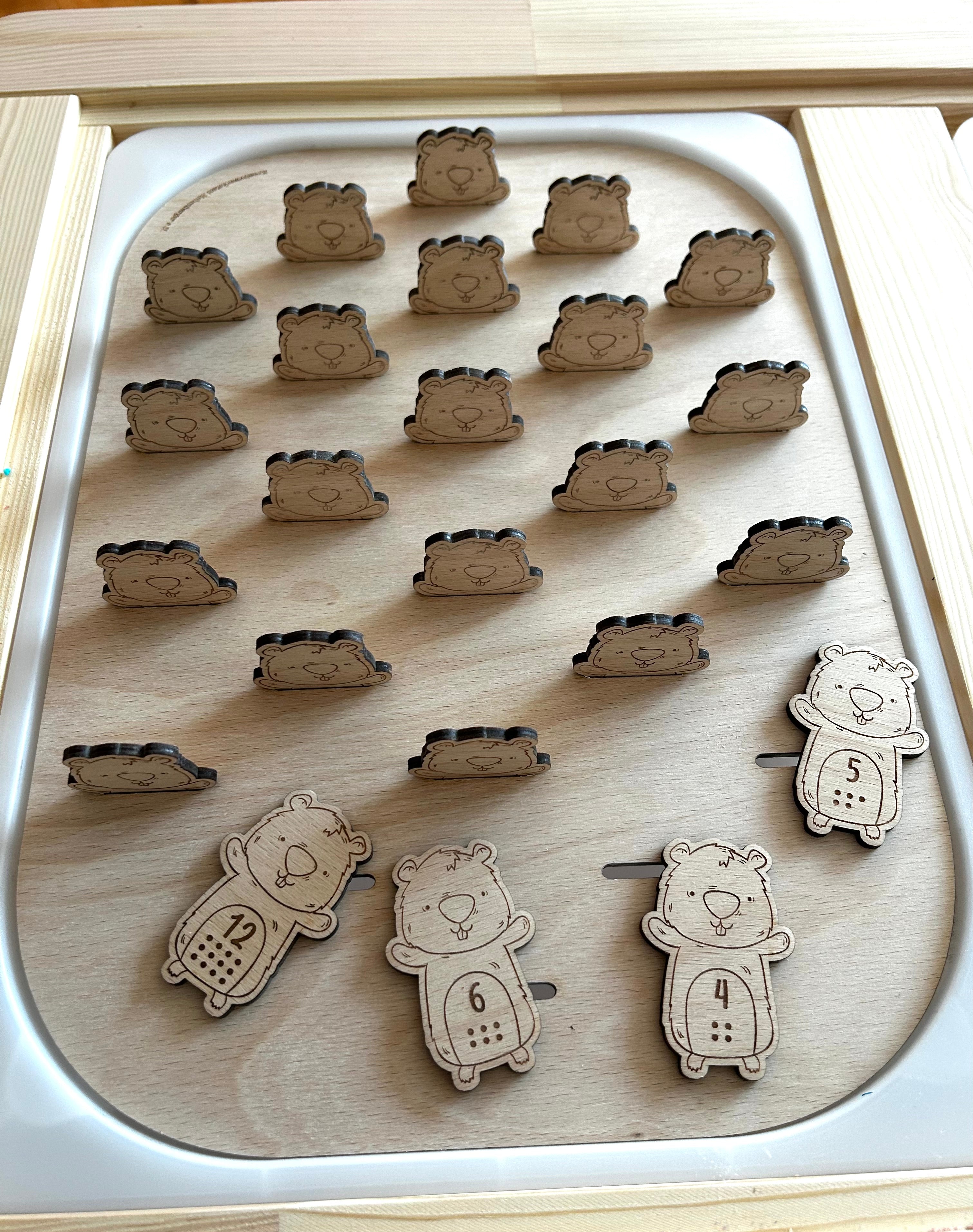 Murmeltier Memo Lernplatte Montessori aus Holz – Sensorikspiel für Kinder | Trofast kompatibel | Feinmotorik fördern | Aktivitätsplatte
