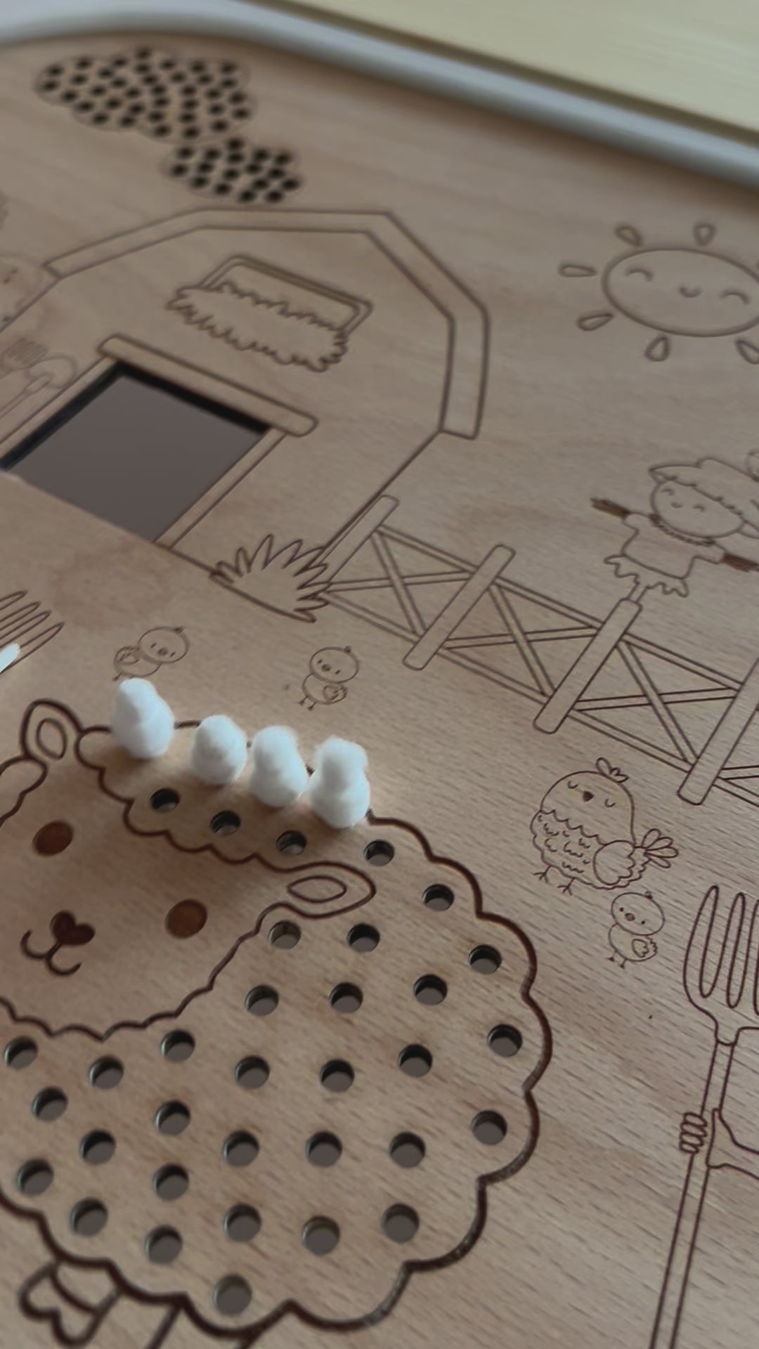 Bauernhof Lernplatte Montessori aus Holz – Sensorikspiel für Kinder | Trofast kompatibel | Feinmotorik fördern | Aktivitätsplatte