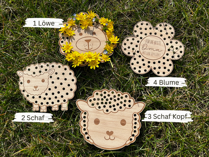 Blumen Steckspiel aus Holz – Montessori Motorikspiel für Kinder – Geschenkidee Naturspielzeug
