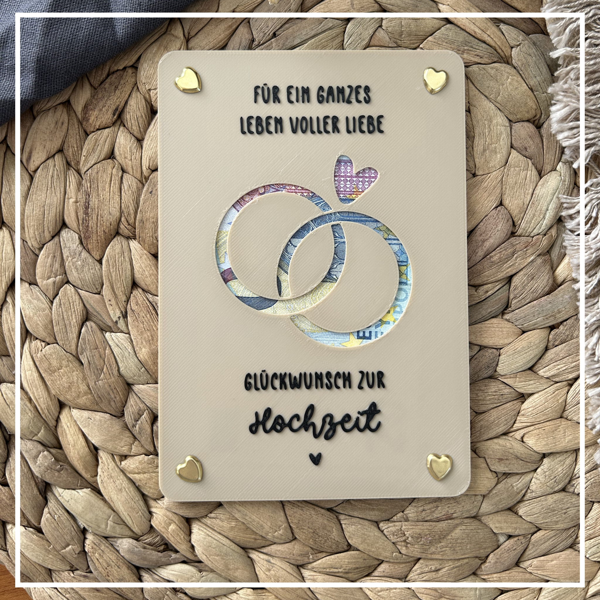 Geldgeschenk Hochzeit - Geldgeschenkkarte für das Brautpaar - Kreative Geschenkidee zur Hochzeit Ringe