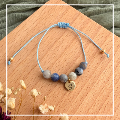 Perlenarmband Naturstein Initiale