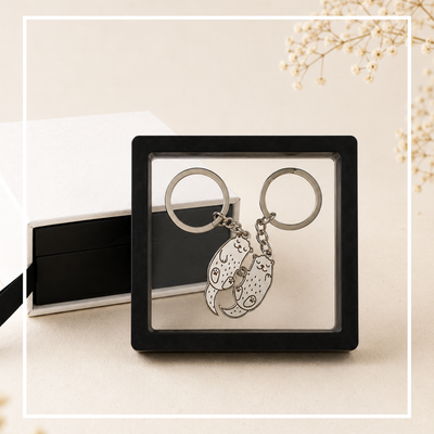 Otter Schlüsselanhänger Paar personalisiert - Partner Geschenk mit Gravur - Beste Freundin Geschenk - Jahrestag - Edelstahl