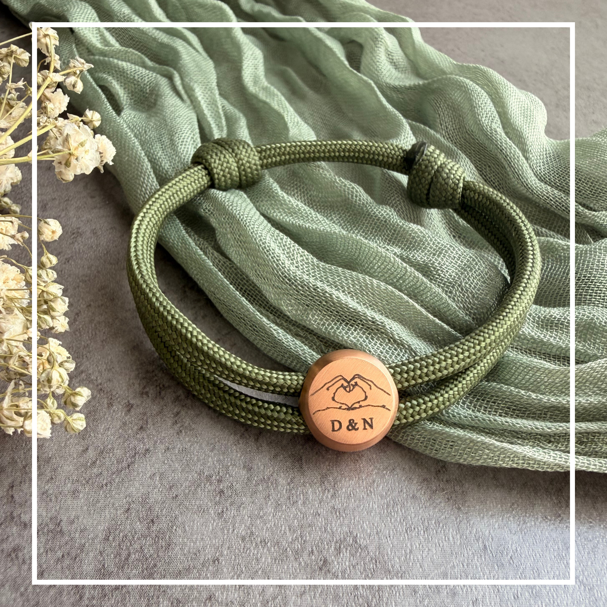 Hände | Paracord-/Segelseil-Armband mit Metallschieber | Armband für Paare & beste Freunde