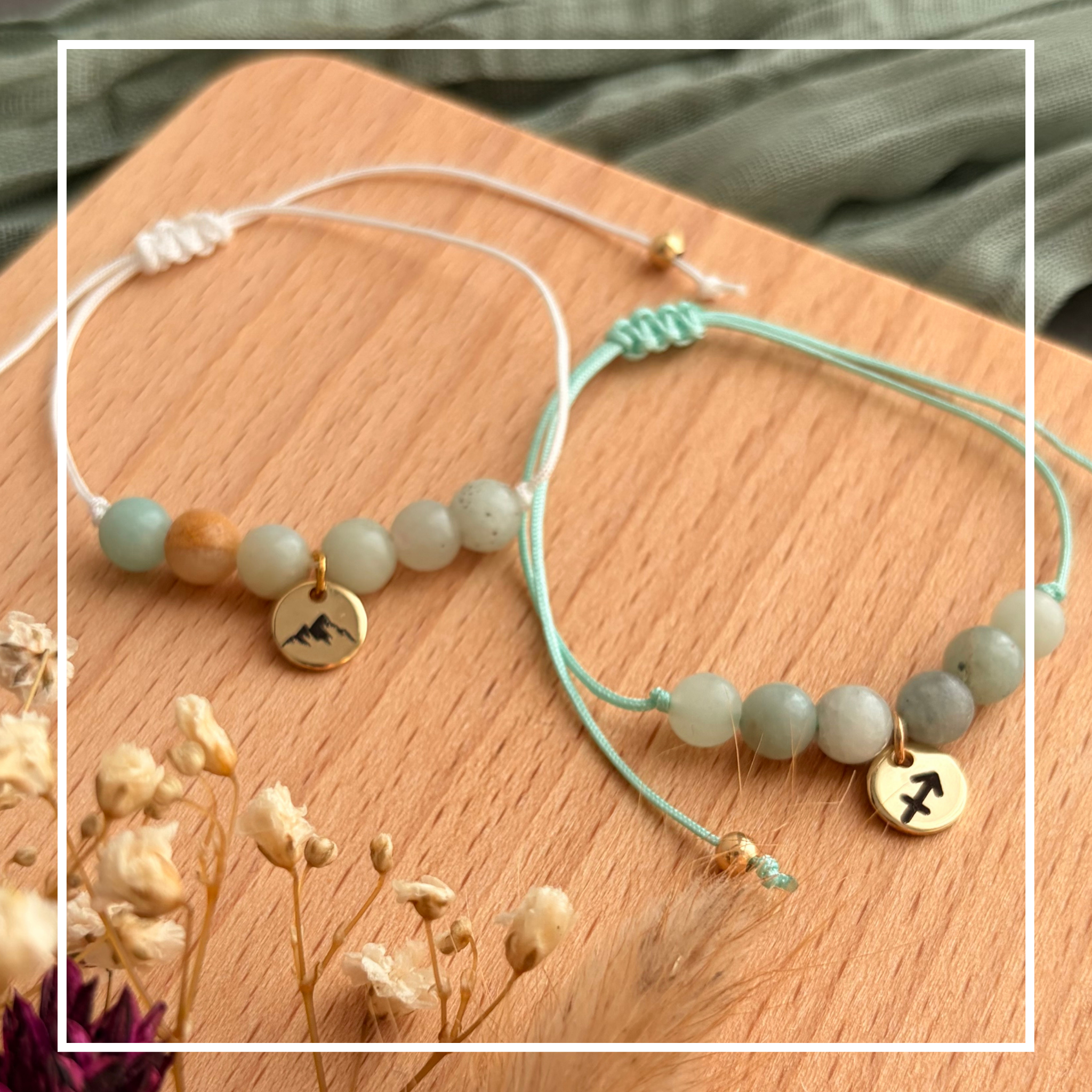 Perlenarmband Naturstein Wunschmotiv mit Gravur