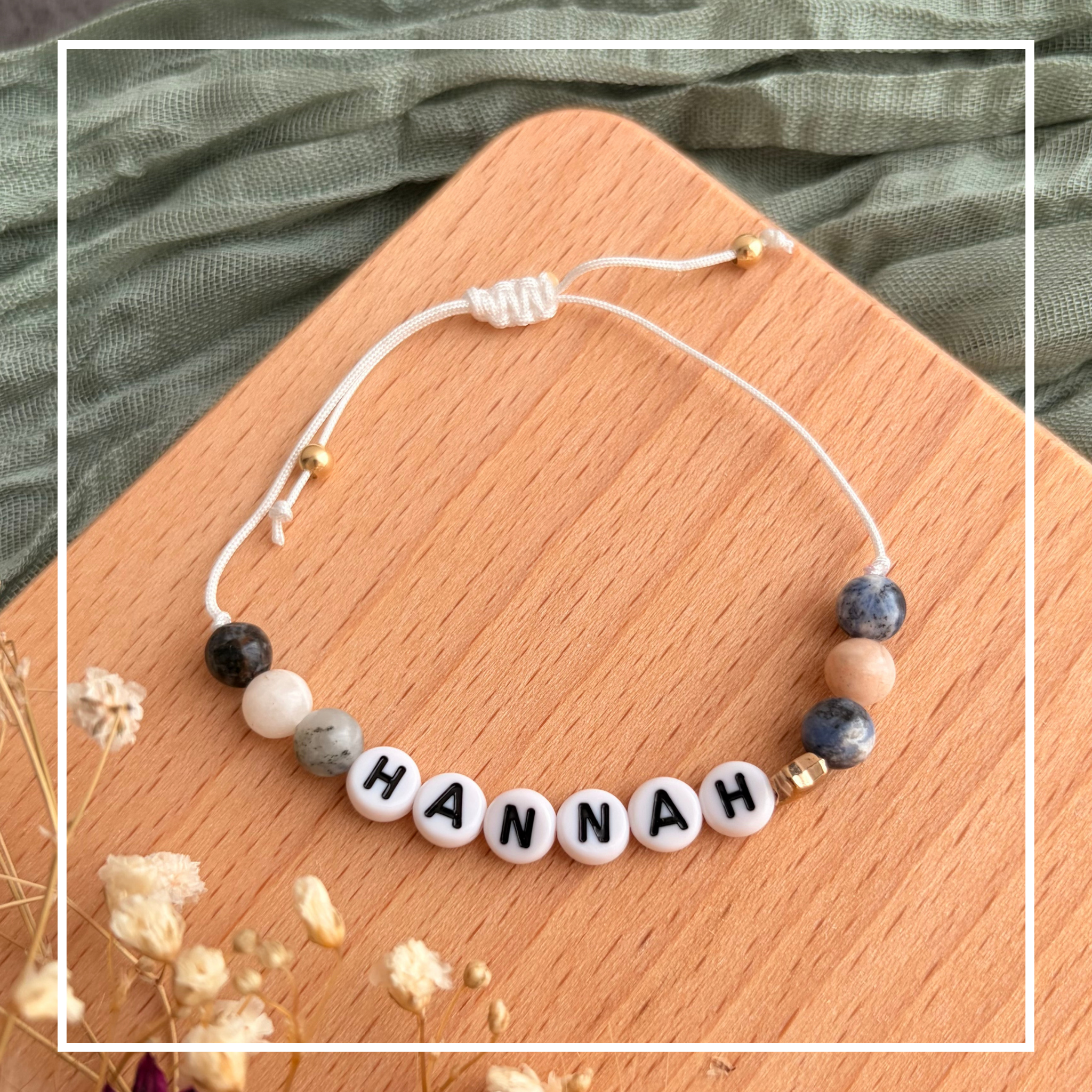 Perlenarmband Naturstein Wunschtext