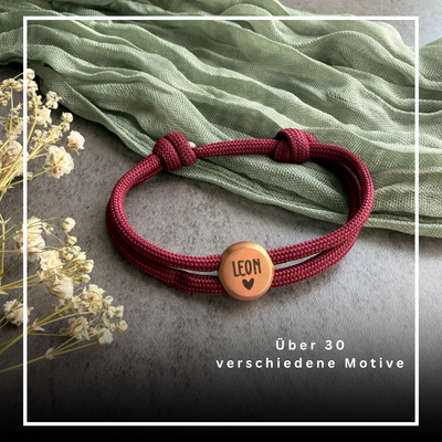 Herz | Paracord-/Segelseil-Armband mit Metallschieber