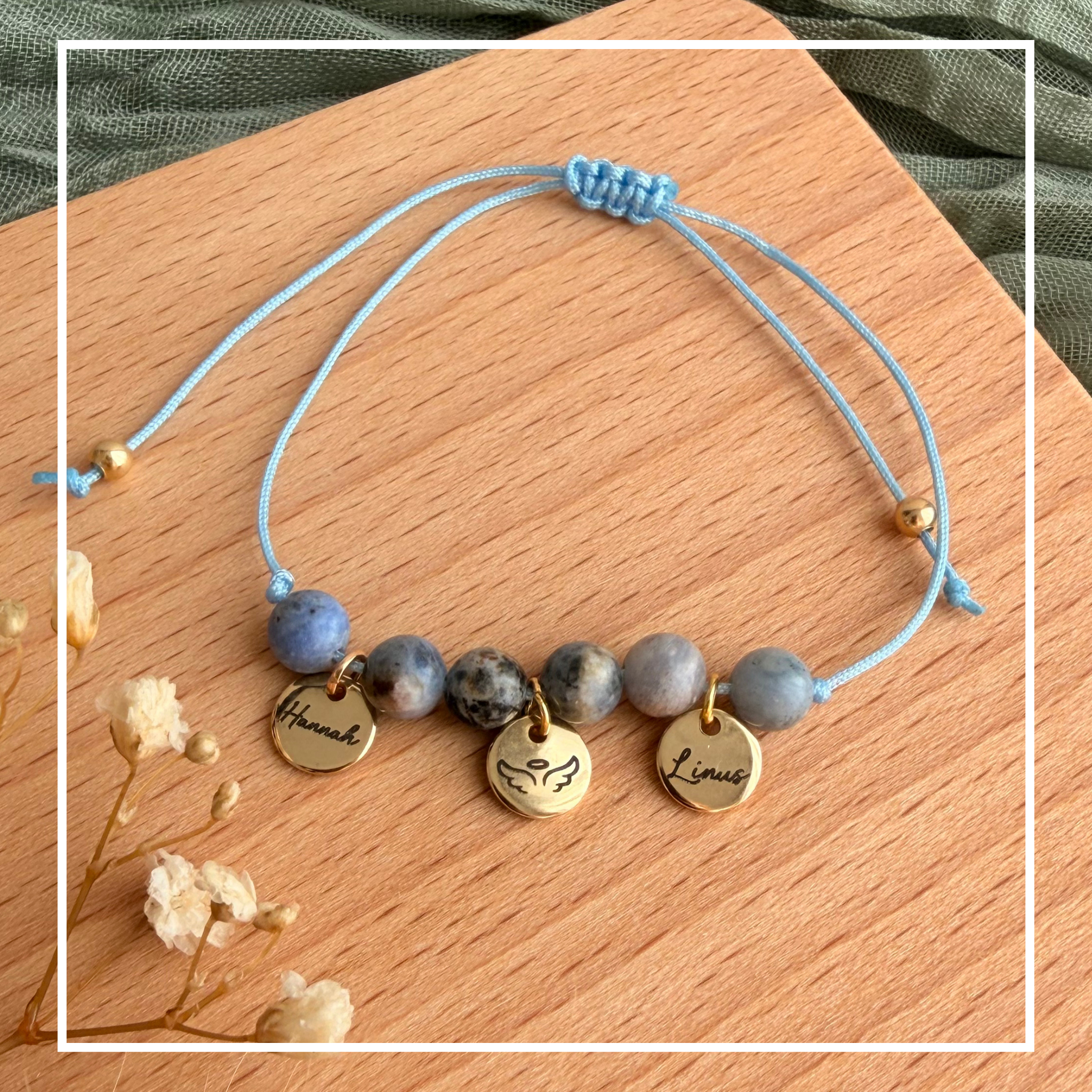 Perlenarmband Naturstein Kindernamen