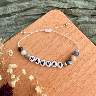 Perlenarmband Naturstein Wunschtext