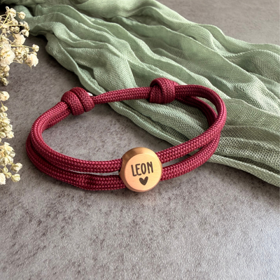 Herz | Paracord-/Segelseil-Armband mit Metallschieber