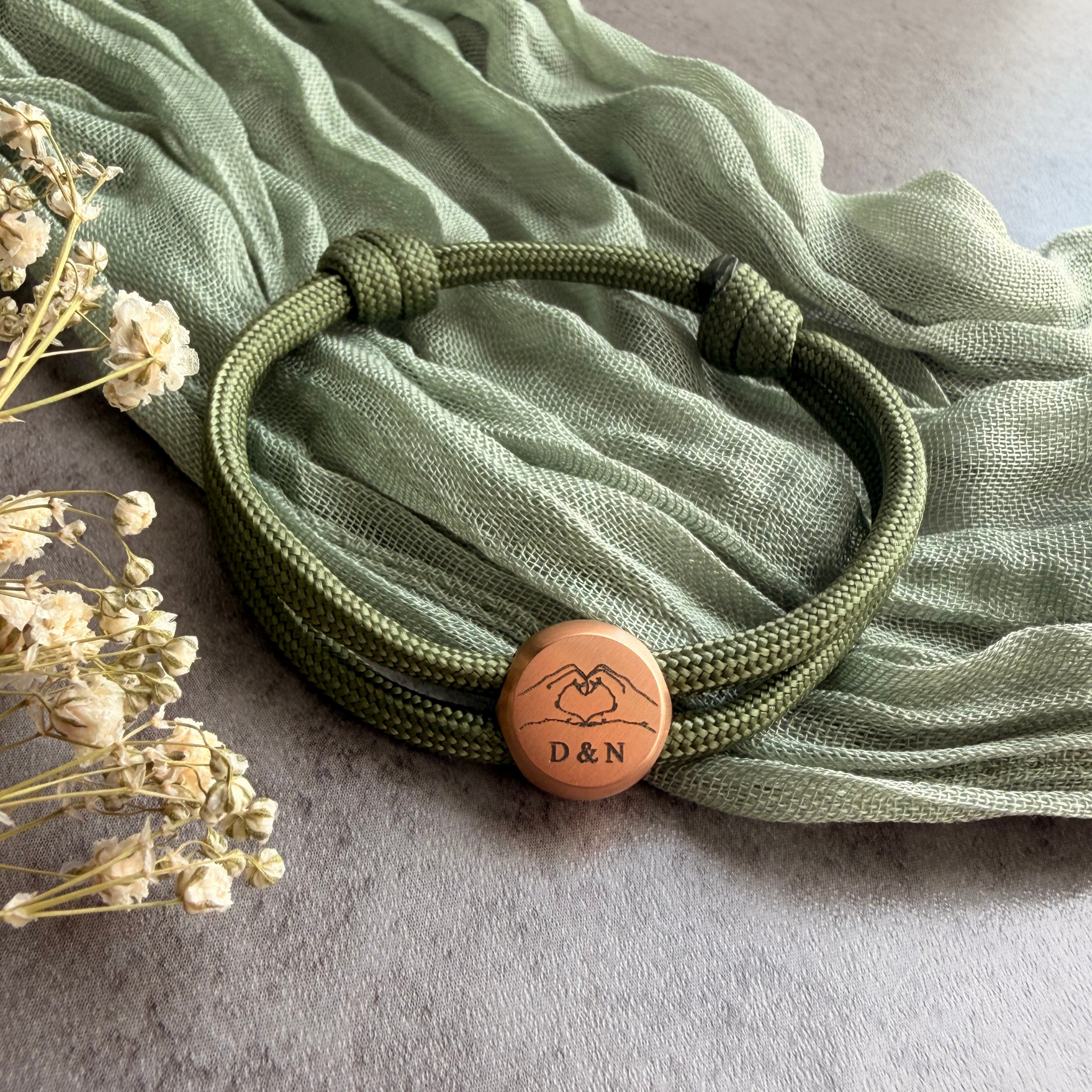Hände | Paracord-/Segelseil-Armband mit Metallschieber | Armband für Paare & beste Freunde