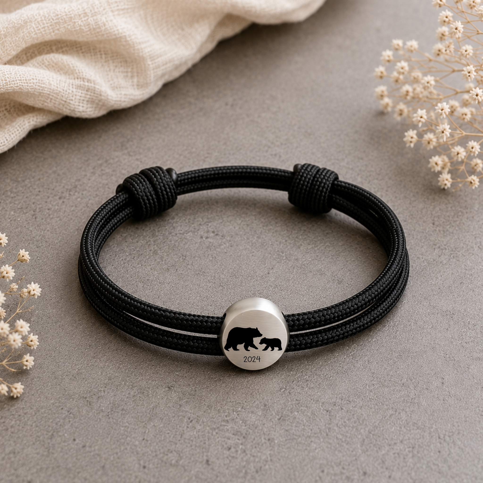 PapaBär MamaBär | Paracord-/Segelseil-Armband mit Metallschieber