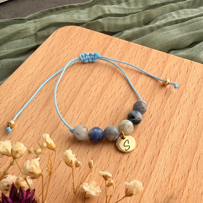 Perlenarmband Naturstein Initiale