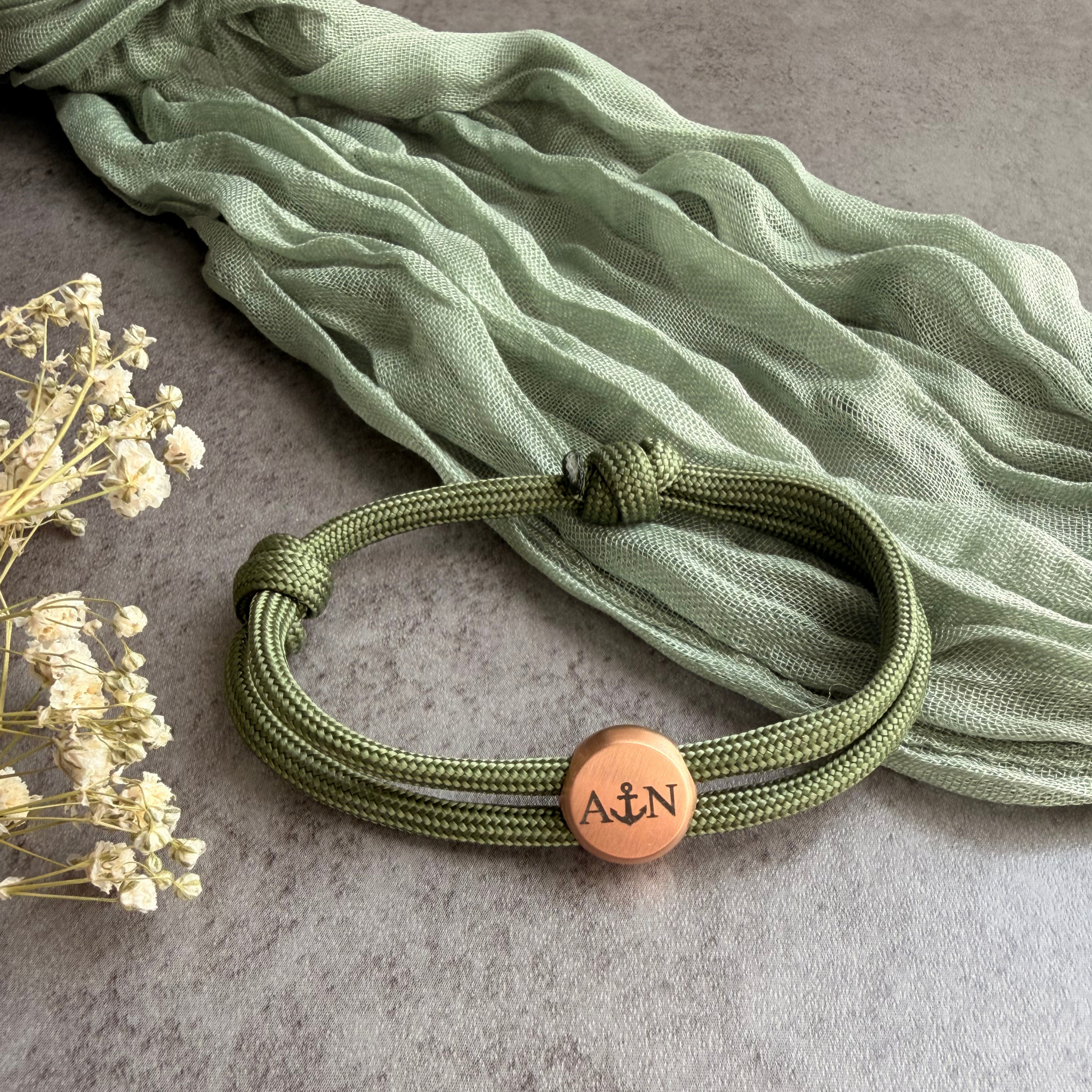 Anker | Paracord-/Segelseil-Armband mit Metallschieber | Armband für Paare & beste Freunde
