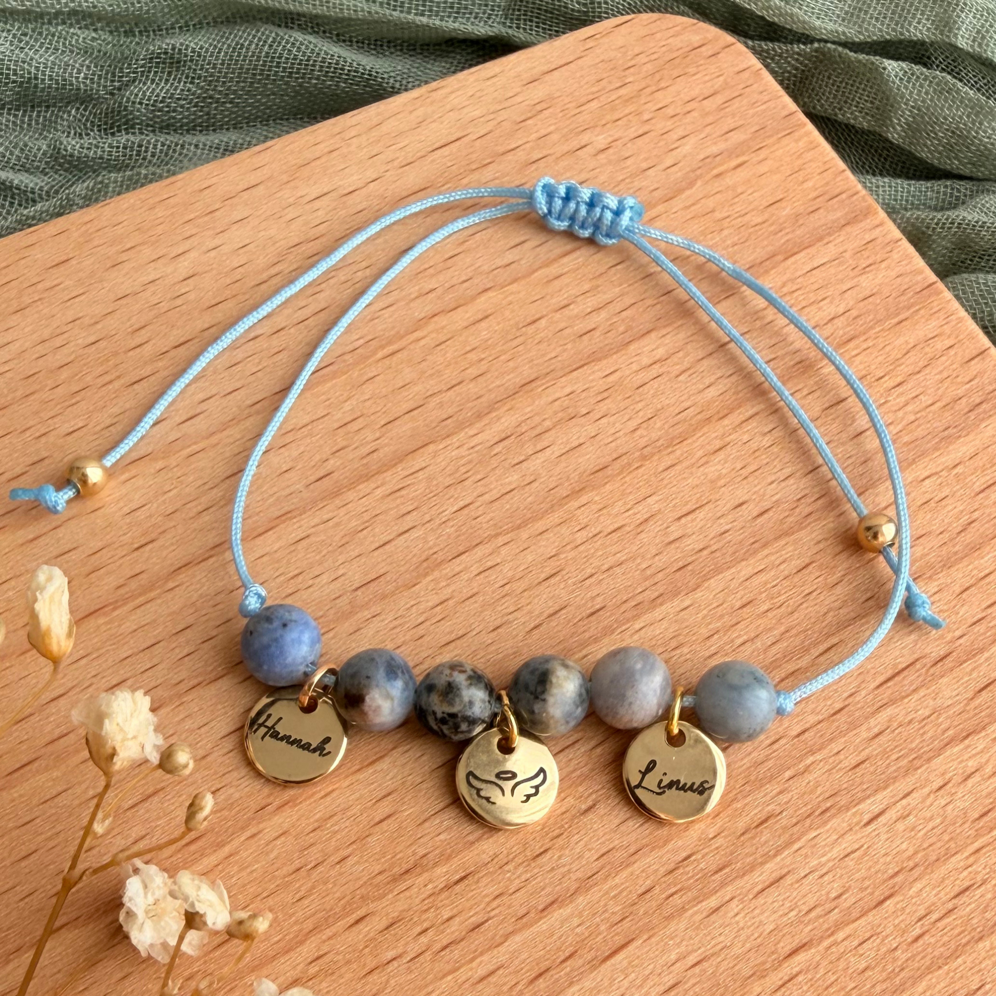 Perlenarmband Naturstein Kindernamen