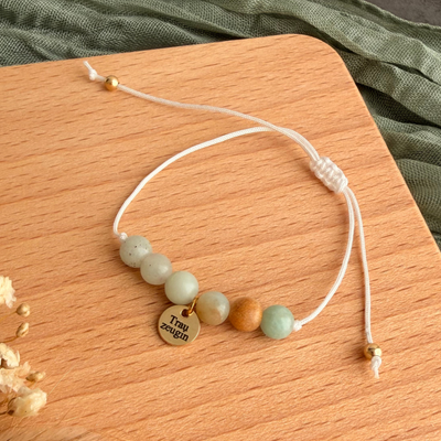 Perlenarmband Naturstein Trauzeugin Gravur