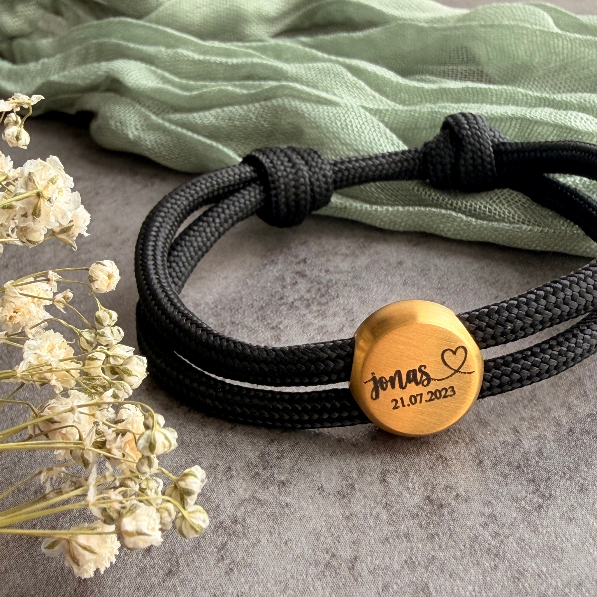 Kindername Herz | Paracord-/Segelseil-Armband mit Metallschieber