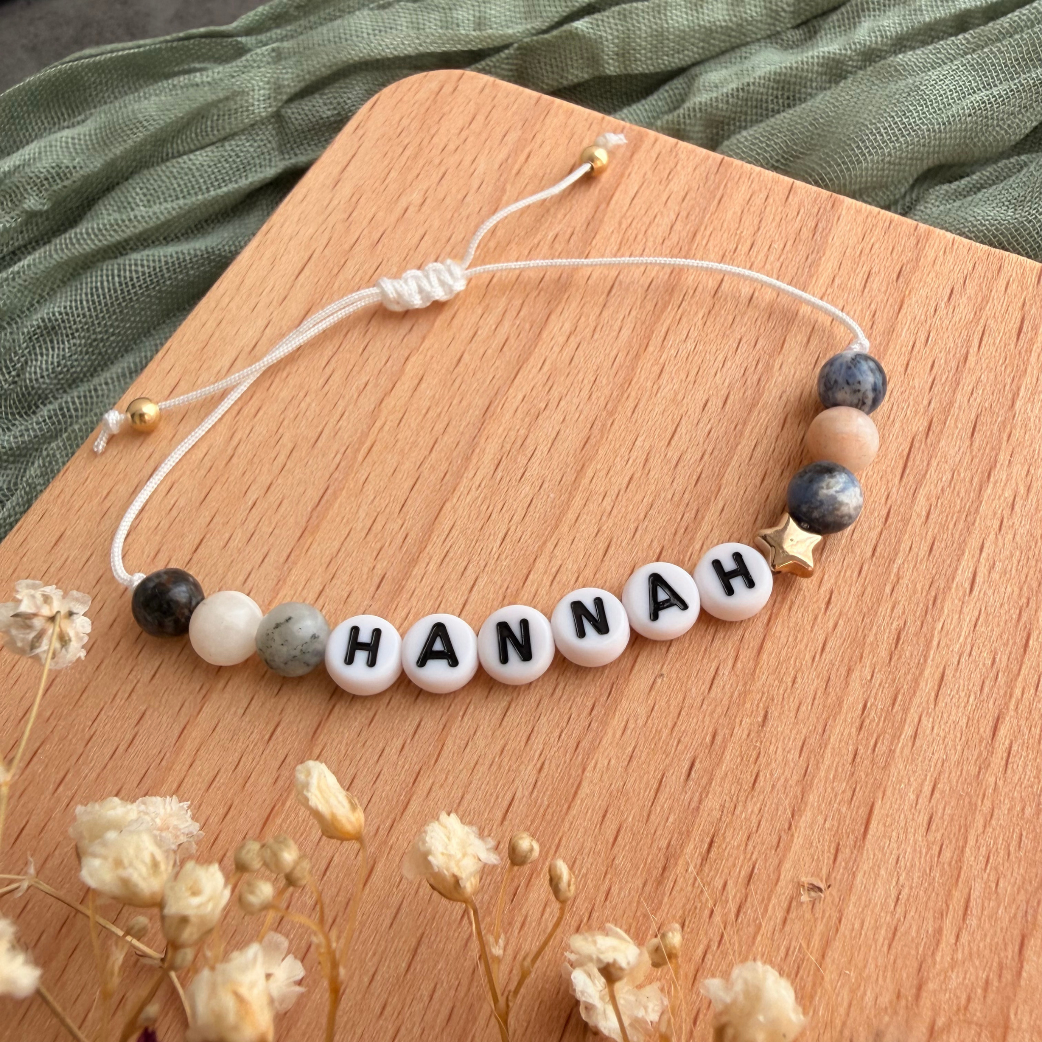 Perlenarmband Naturstein Wunschtext