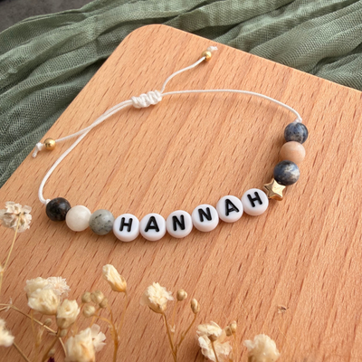 Perlenarmband Naturstein Wunschtext