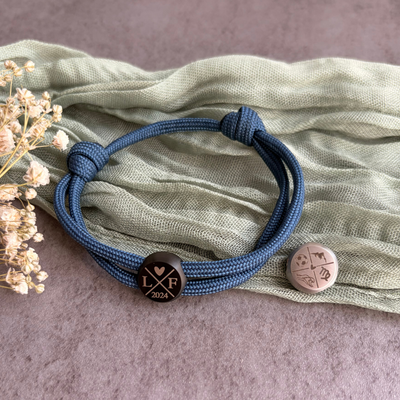 Initialen | Paracord-/Segelseil-Armband mit Metallschieber