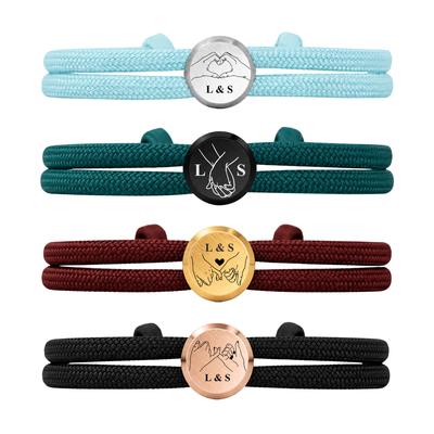 Hände | Paracord-/Segelseil-Armband mit Metallschieber | Armband für Paare & beste Freunde