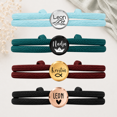 Herz | Paracord-/Segelseil-Armband mit Metallschieber
