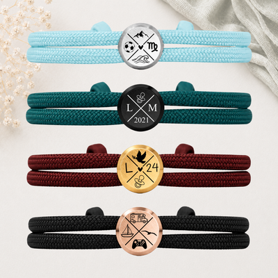Initialen | Paracord-/Segelseil-Armband mit Metallschieber