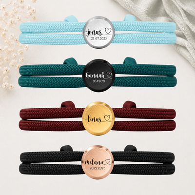 Kindername Herz | Paracord-/Segelseil-Armband mit Metallschieber