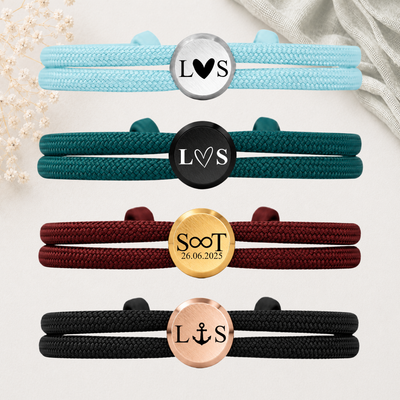 Anker | Paracord-/Segelseil-Armband mit Metallschieber | Armband für Paare & beste Freunde