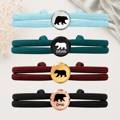 PapaBär MamaBär | Paracord-/Segelseil-Armband mit Metallschieber