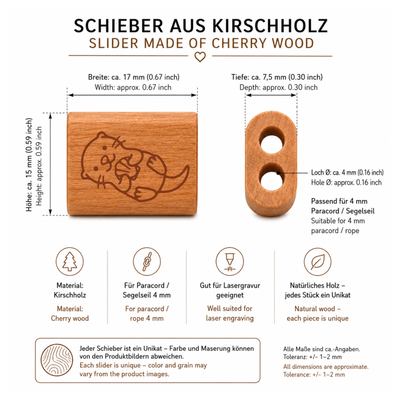 Otter | DIY Holzschieber aus Kirschholz für Paracord- und Segelseil-Armbänder