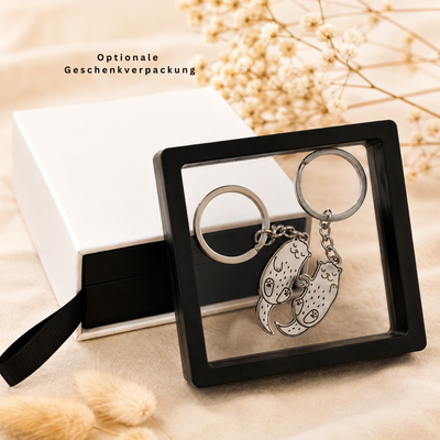 Otter Schlüsselanhänger Paar personalisiert - Partner Geschenk mit Gravur - Beste Freundin Geschenk - Jahrestag - Edelstahl