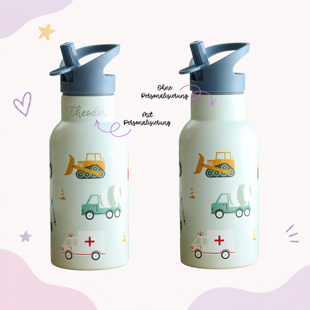 Personalisierte Edelstahl-Trinkflasche mit Name - Detailansicht 6