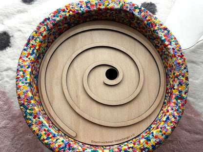 Spirale | Aktivitätsplatte kompatibel mit Stapelstein® – Montessori inspiriertes Spielzeug aus Holz – Motorikspiel & Rollenspiel Zubehör – Kinder Lernspielzeug