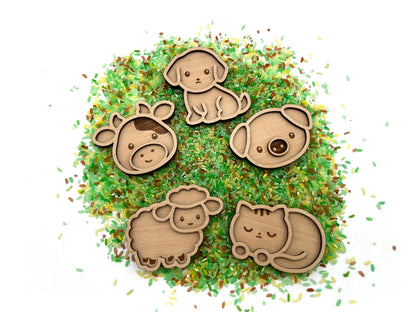 Bauernhof Tiere | Personalisierte Sensory Tray Schalen aus Holz | Montessori inspiriertes Spielzeug | Sensorik-Spiel für IKEA Flisat/Trofast | Holzspielzeug