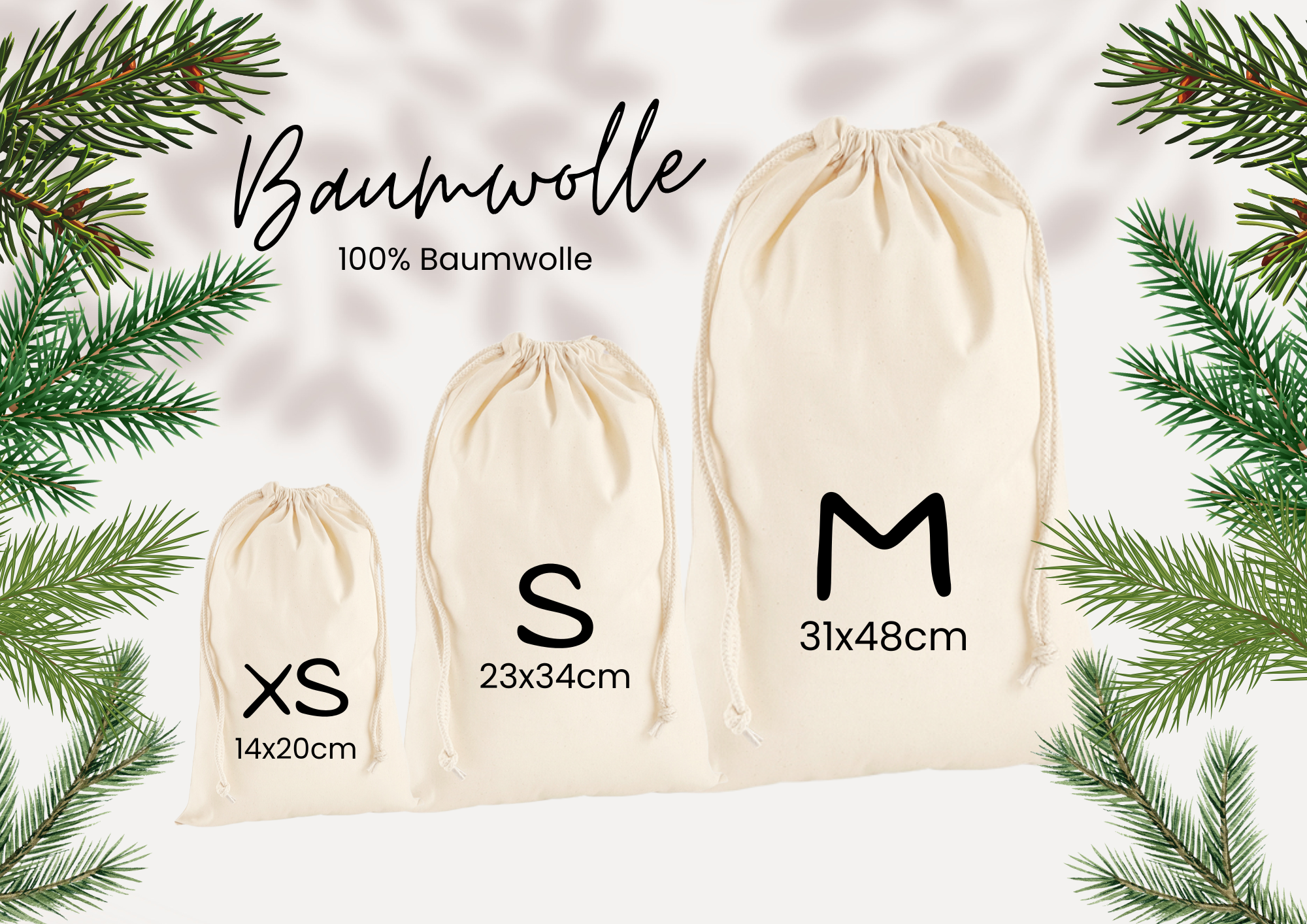 Personalisiertes Nikolaus Säckchen aus Baumwolle/Jute – Geschenkbeutel für Kinder – Nachhaltige Verpackung – Nikolausbeutel mit Name
